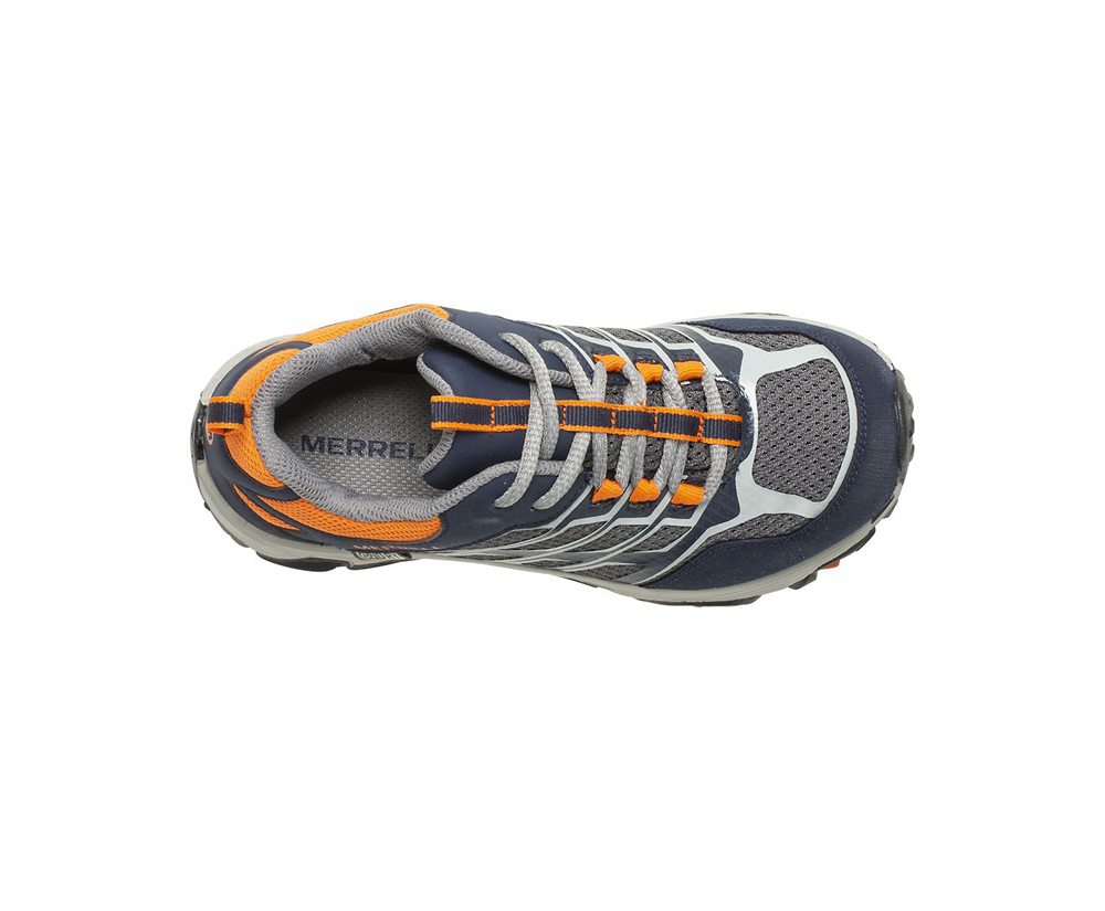 Merrell Hiking Shoes Navy/Grey/Orange - Moab FST Low Waterproof - Kids 64MPBTHVE